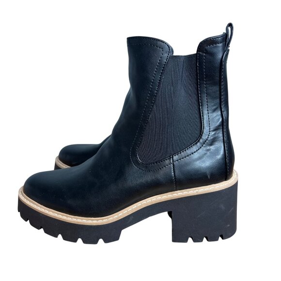 Dolce Vida Tobias Chelsea Boot Womens Size 10 Chunky Lug Sole Pull On Black NEW - Picture 1 of 8